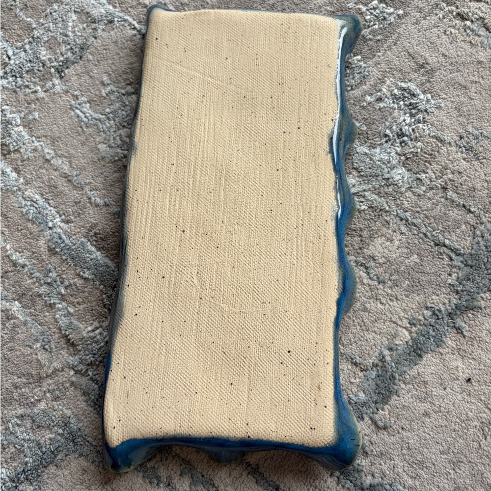 Pottery Handmade Blue Ceramic Decorative Tray - Picture 2 of 2